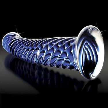 Fallo in Vetro Blu Curvo con Scanali Stimolanti Unisex e Sicuro